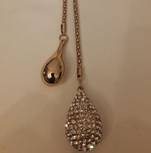 Y necklace with crystal and goldtone drop